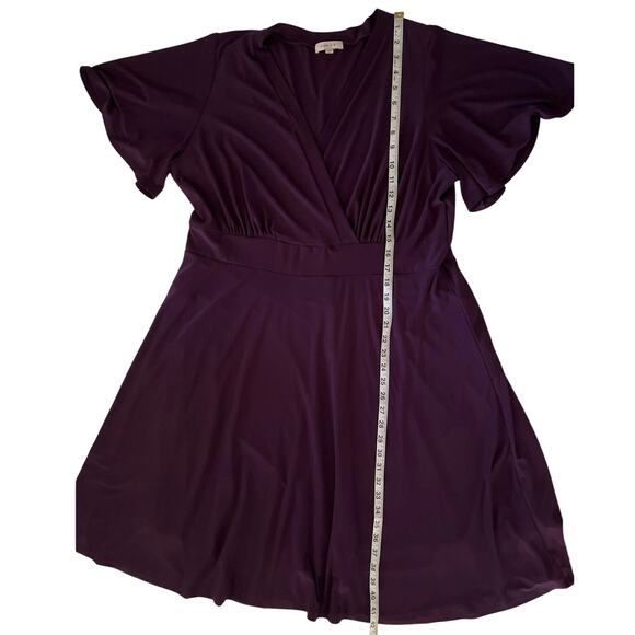 Gilli Purple Faux Wrap Dress Womens Size 2X Midi Stretchy Work Church Feminine - Picture 10 of 11